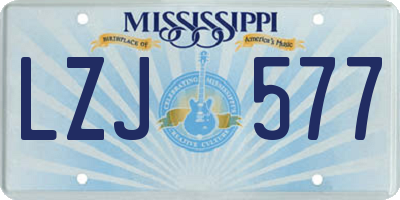 MS license plate LZJ577