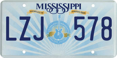MS license plate LZJ578