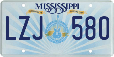 MS license plate LZJ580