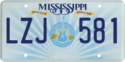 MS license plate LZJ581