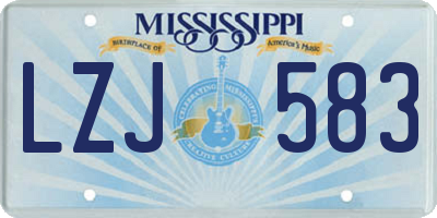 MS license plate LZJ583