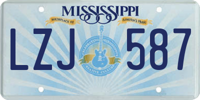 MS license plate LZJ587