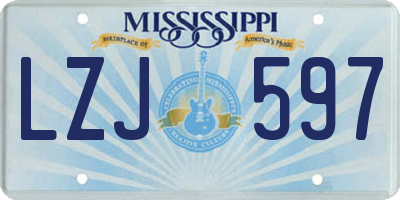 MS license plate LZJ597