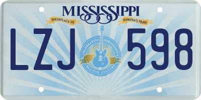 MS license plate LZJ598