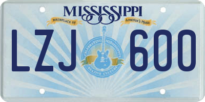 MS license plate LZJ600