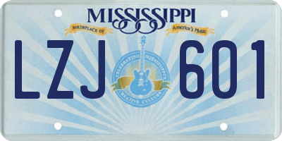 MS license plate LZJ601