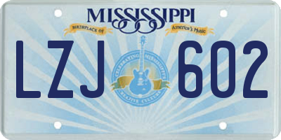 MS license plate LZJ602