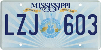 MS license plate LZJ603