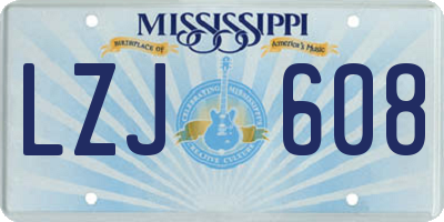 MS license plate LZJ608