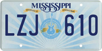 MS license plate LZJ610