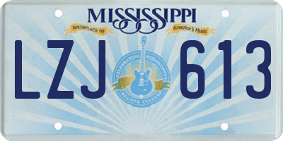 MS license plate LZJ613