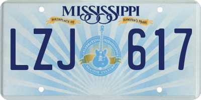 MS license plate LZJ617