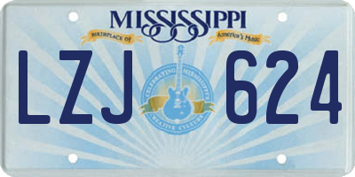 MS license plate LZJ624