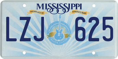 MS license plate LZJ625