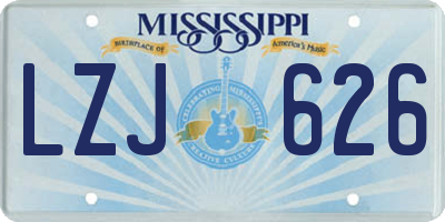 MS license plate LZJ626
