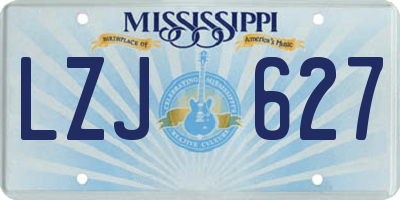 MS license plate LZJ627