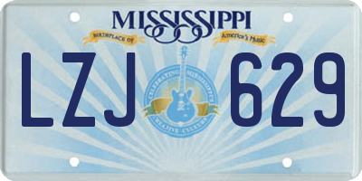 MS license plate LZJ629