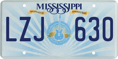 MS license plate LZJ630