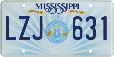 MS license plate LZJ631