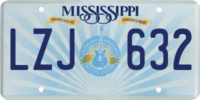 MS license plate LZJ632