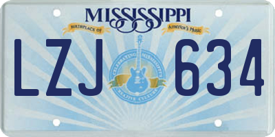 MS license plate LZJ634