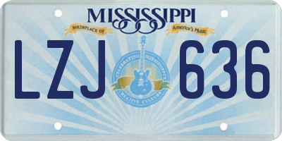 MS license plate LZJ636