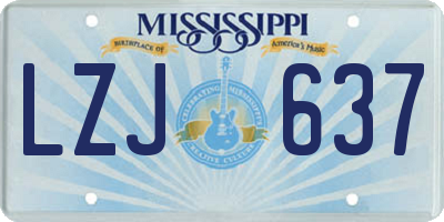 MS license plate LZJ637