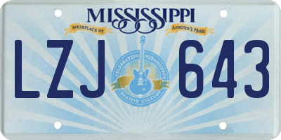 MS license plate LZJ643