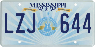 MS license plate LZJ644