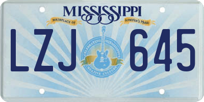 MS license plate LZJ645
