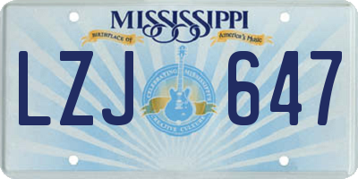 MS license plate LZJ647