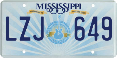 MS license plate LZJ649