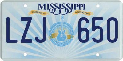 MS license plate LZJ650