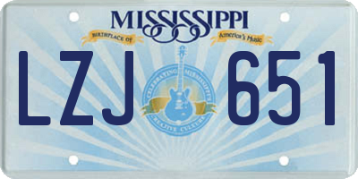 MS license plate LZJ651