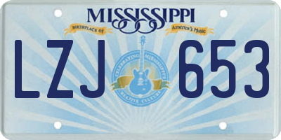 MS license plate LZJ653