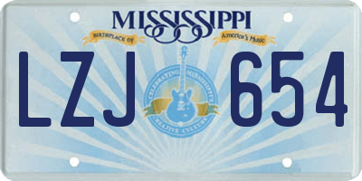 MS license plate LZJ654