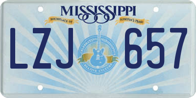 MS license plate LZJ657