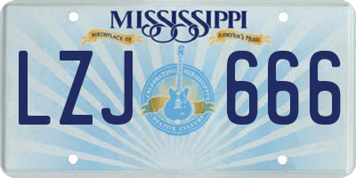 MS license plate LZJ666