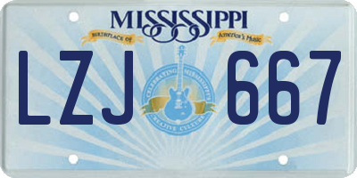 MS license plate LZJ667