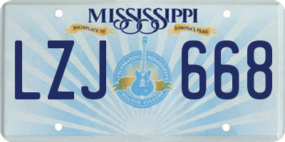 MS license plate LZJ668