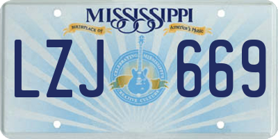 MS license plate LZJ669