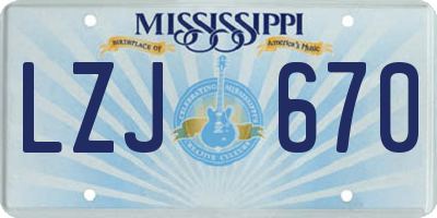 MS license plate LZJ670