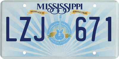 MS license plate LZJ671