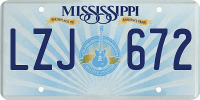 MS license plate LZJ672