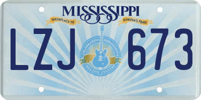MS license plate LZJ673