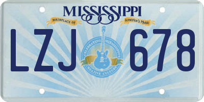 MS license plate LZJ678