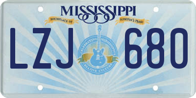 MS license plate LZJ680