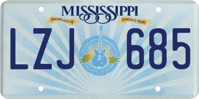 MS license plate LZJ685