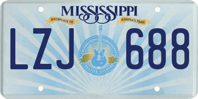 MS license plate LZJ688