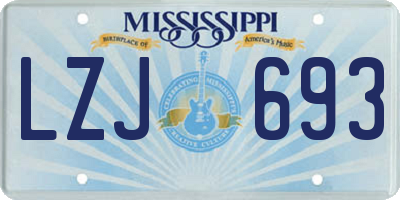 MS license plate LZJ693